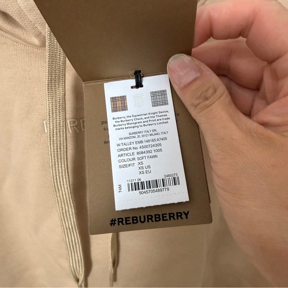 BURBERRY Logo Cotton HoodiePrice SIZE XS - Picture 5 of 6
